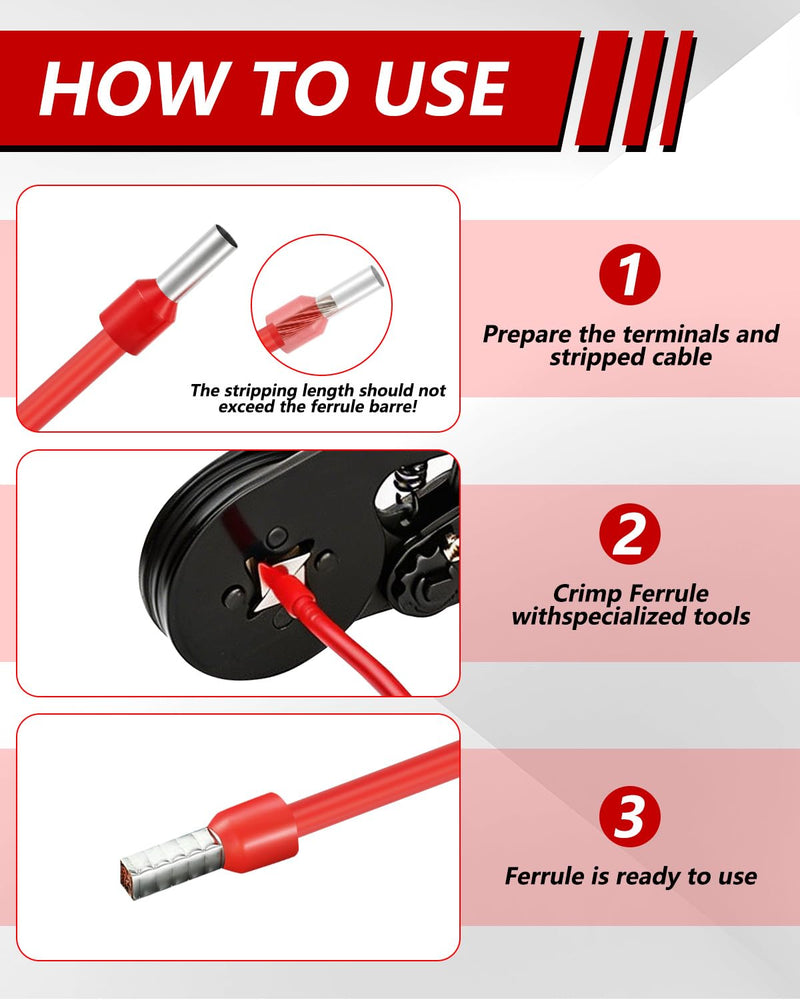 Pack of 50 10 mm² Wire End Ferrules Long 10 mm² x 18 mm PVC Insulated Wire Sleeves Red | Wire end ferrules set cable end ferrules insulated wire sleeves for wire connection 10mm² 18mm