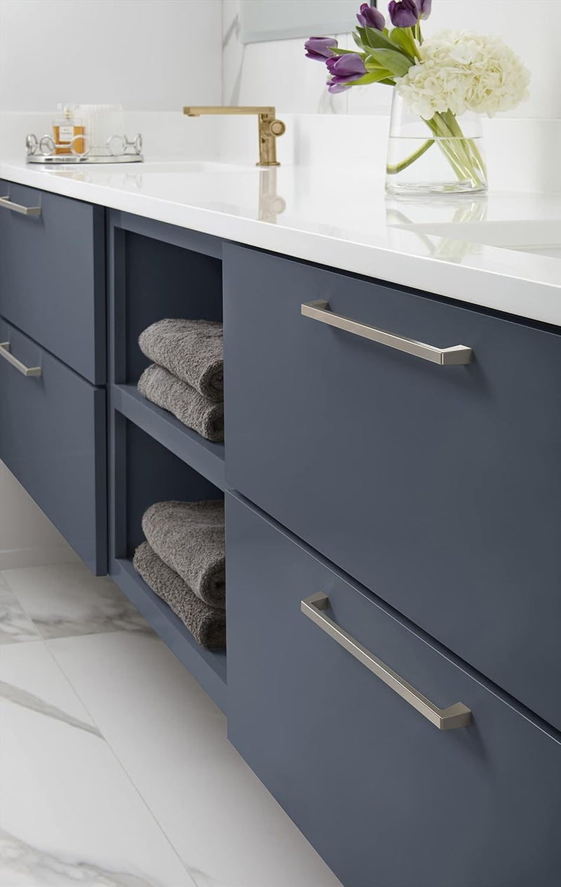 Amerock BP55283PN | Polished Nickel Cabinet Pull | 10-1/16 inch (256 mm) Center-to-Center Cabinet Handle | Blackrock | Drawer Pull | Kitchen Cabinet Handle | Furniture Hardware