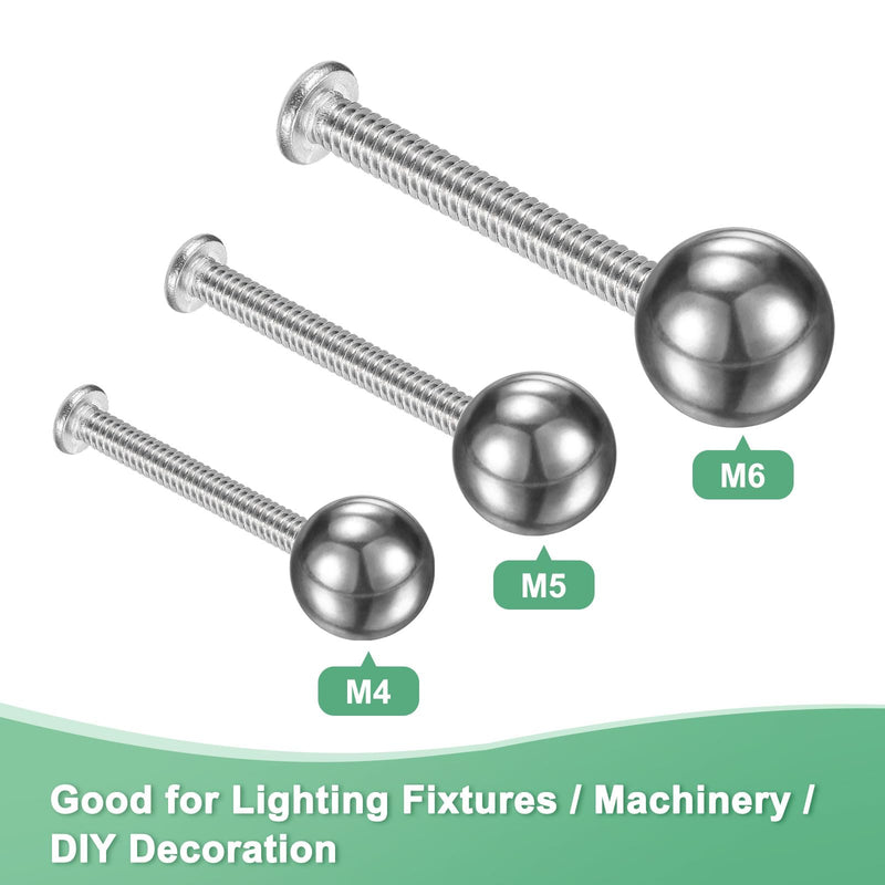 [Australia - AusPower] - 4Pcs Threaded Ball Nut Knobs, M4x15mm 304 Stainless Steel Female Thread Ball Nut Cap for Lighting Fixtures/Machinery/DIY, Round Solid Screw Cap Cover [Silver] 4 