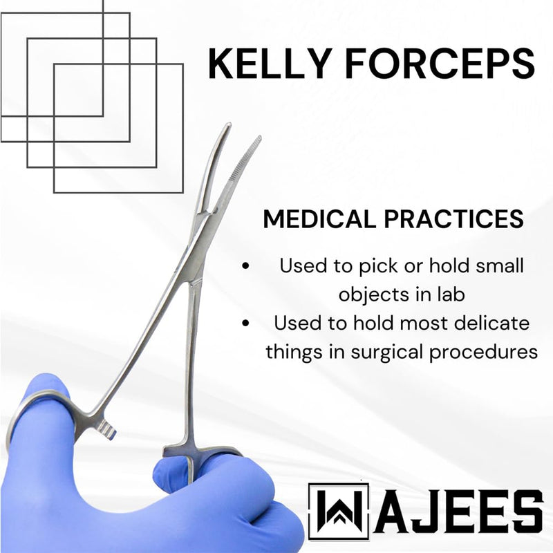 [Australia - AusPower] - Kelly Hemostat Forceps Tweezers 5.5" Kelly Curved Forceps, Fishing Forceps Locking Forceps Stainless Steel, Surgical Kelly Clamps for Nurses, Dog Pet Hair Pulling Plier 5.5" Silver Curved 