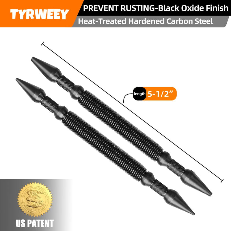 [Australia - AusPower] - 2-Piece Nail Setter Dual Head Nail Set, Dual Head Nail Setter, Spring Loaded Center Hole Punch, Hand Tool for Metal or Wood, Nail Setter Features 1/16-in, 1/32-in, 1/8-in, 3/32-in 2pcs Nail Setter Set(1/16, 1/32, 3/32, 1/8) 