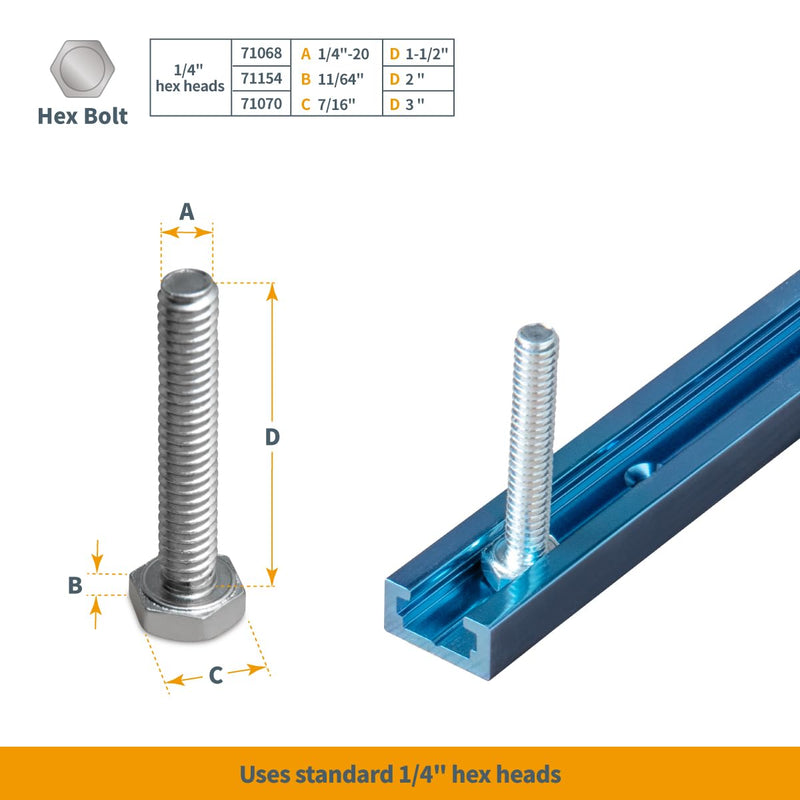 POWERTEC 71169 48-Inch Universal T-Track with 2 Hold-Down Clamps, anodized blue 48" T track + HD Clamp