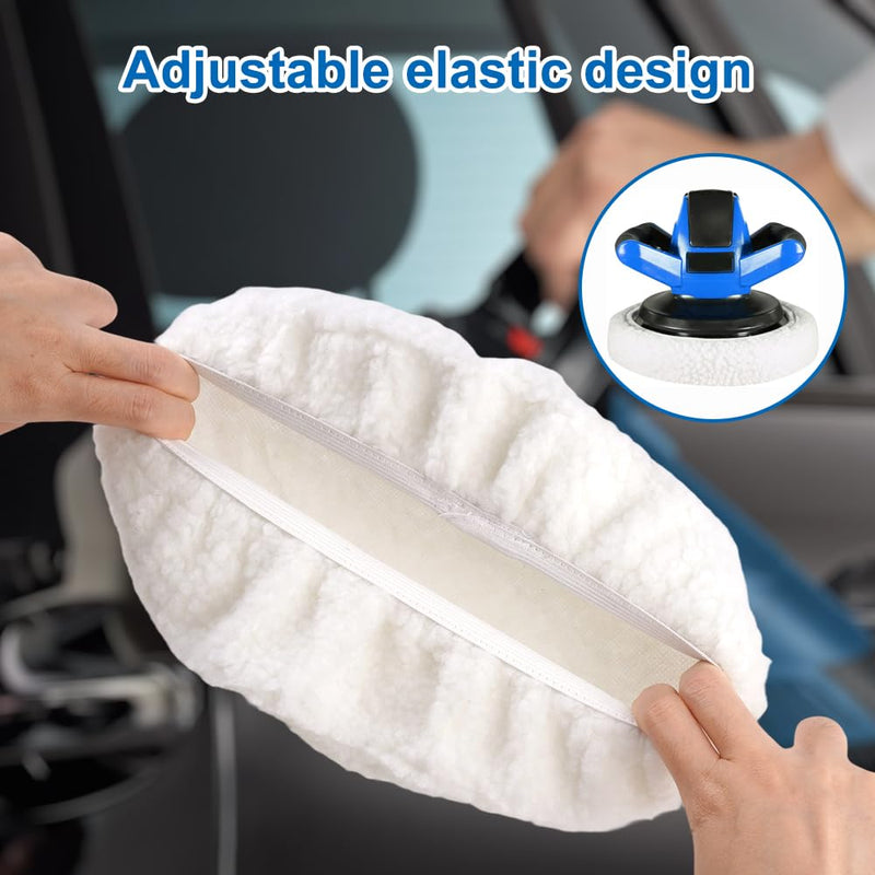 [Australia - AusPower] - Pack of 4 Lambswool Polishing Hoods Suitable for 220 mm-250 mm Polishing Machines for Einhell Cordless Car Polisher Ce-Cb 18/254 Li&Cc-Po 90, Suitable for Car Paint, Metal Polishing and Wood Surface 