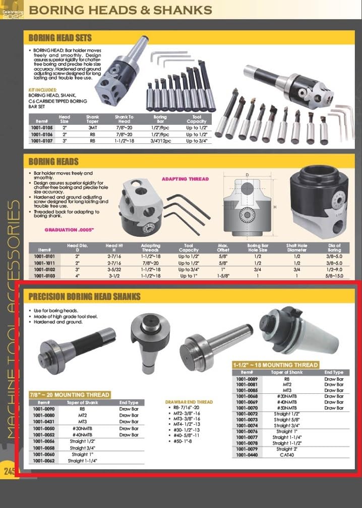 HHIP 1001-0068#30 NMTB Draw Bar Boring Shank, 1-1/2" -18 Thread NMTB #30 Shank 1-1/2"-18 Thread