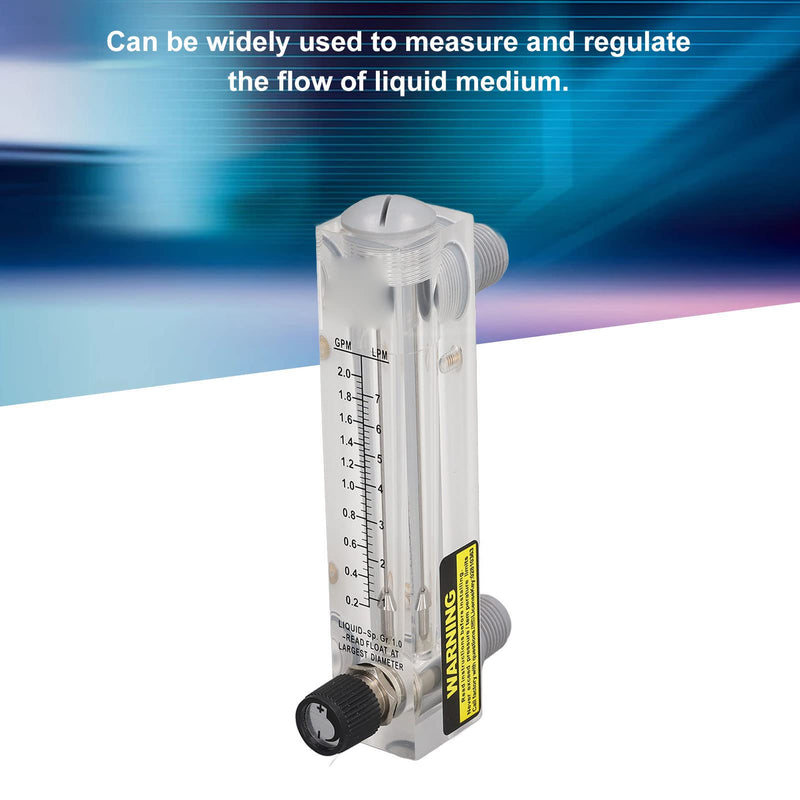 [Australia - AusPower] - Adjustable Water Flow Meter 0.2-2GPM Plastic Transparent Acrylic Panel Type 
