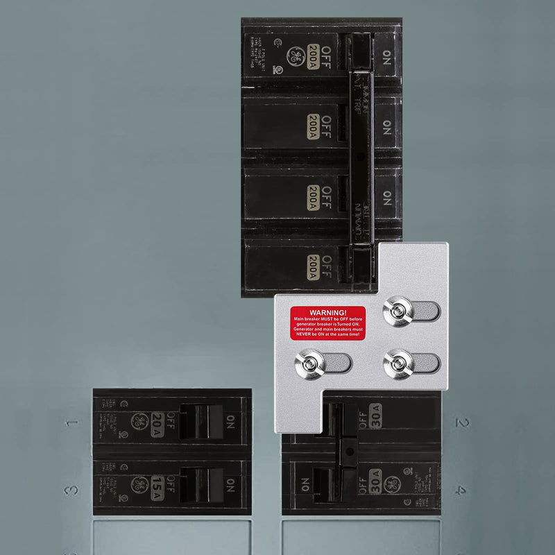 [Australia - AusPower] - Generator Interlock Kit Compatible with General Electric GE 150 or 200 Amp Panels, Generator Electrical Interlock Kit, 1 1/4 Inch Spacing Between Main and Branch Breaker 