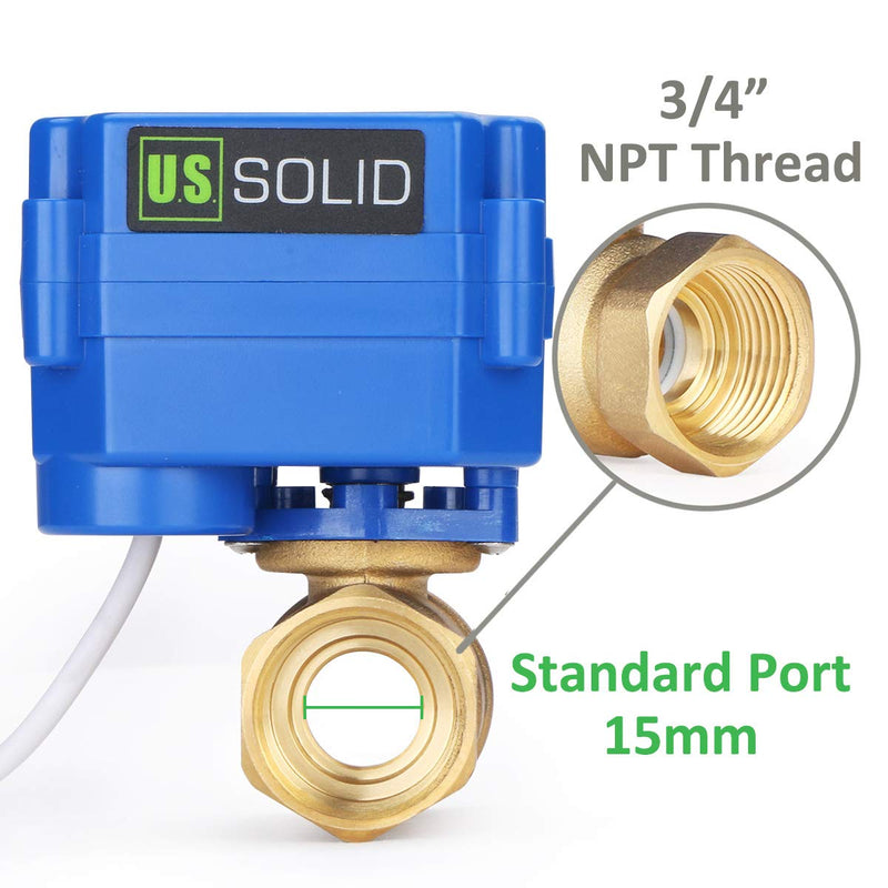 [Australia - AusPower] - U.S. Solid Motorized Ball Valve- 3/4" Brass Ball Valve with Standard Port, 9-24V AC/DC and 2 Wire Auto Return Setup 3/4 Inch 