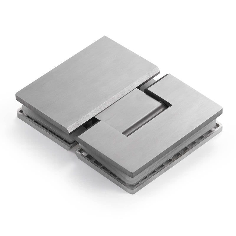 Ranbo 180 Degree Shower Glass Door Hinge, Brushed Nickel, 1 Pack | solid 5mm-thick 304 stainless steel, glass to glass mount, for 5/16"-1/2" (8mm-12mm) thick frameless doors 180-degree glass-to-glass