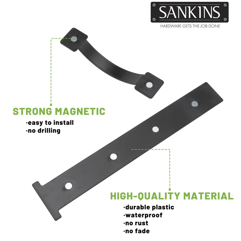 [Australia - AusPower] - Magnetic Decorative Garage Door Hinges Hardware Kit Attractive Curb Appeal Faux Hinges Handles Decor Hardware 1 Carriage Door Accents 4 Hinges + 2 Handles Black Pack of 1 