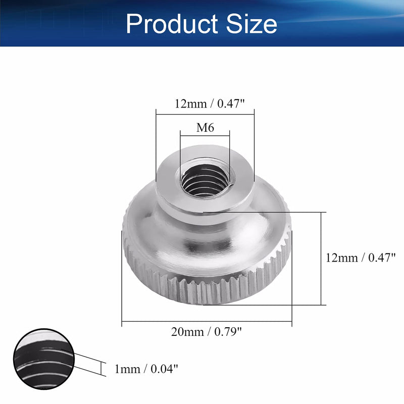 [Australia - AusPower] - Yinpecly Knurled Thumb Nuts, M6 Through Hole Round Knobs ?Whitewash 304 Stainless Steel, Pack of 5 