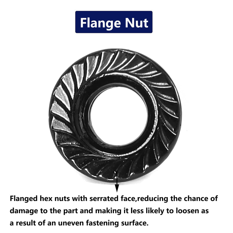 [Australia - AusPower] - 1/4-20 Serrated Flange Hex Lock Nuts 100Pcs 304 Stainless Steel 18-8, Full Thread, Hex Drive, Bright Finish, Black Oxide by SG TZH 100 1/4-20 
