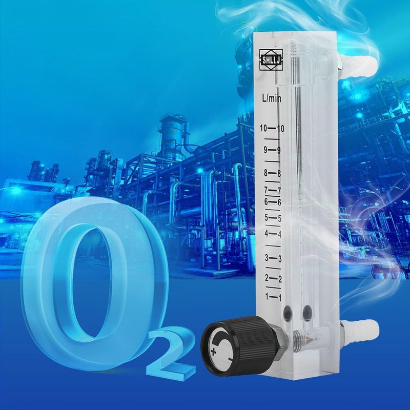 Gas Flow Meter, LZQ-7 Flow Meter 1-10LPM Flow Meter with Control Valve for Oxygen/Air/Gas