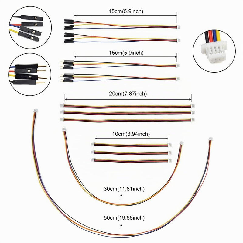 I2C Qwiic Stemma QT Cable Kit for SparkFun Development Board Sensor Board Cutting Plate 4 Pin Sh1.0 Connector