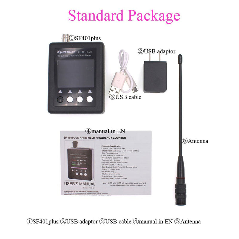 [Australia - AusPower] - SF401 Plus 27Mhz-3000Mhz Radio Portable Frequency Counter Meter with CTCCSS DCS Decoder 