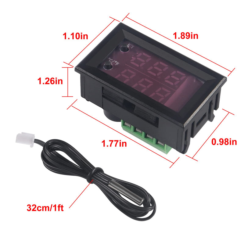 [Australia - AusPower] - 3PCS DC 12V Electronic Temperature Controller Programmable -50 to 110 Degree Celsius Heating/ Cooling Thermostat Control Switch Module NTC Waterproof Sensor Probe Dual Color LED Display Monitor 