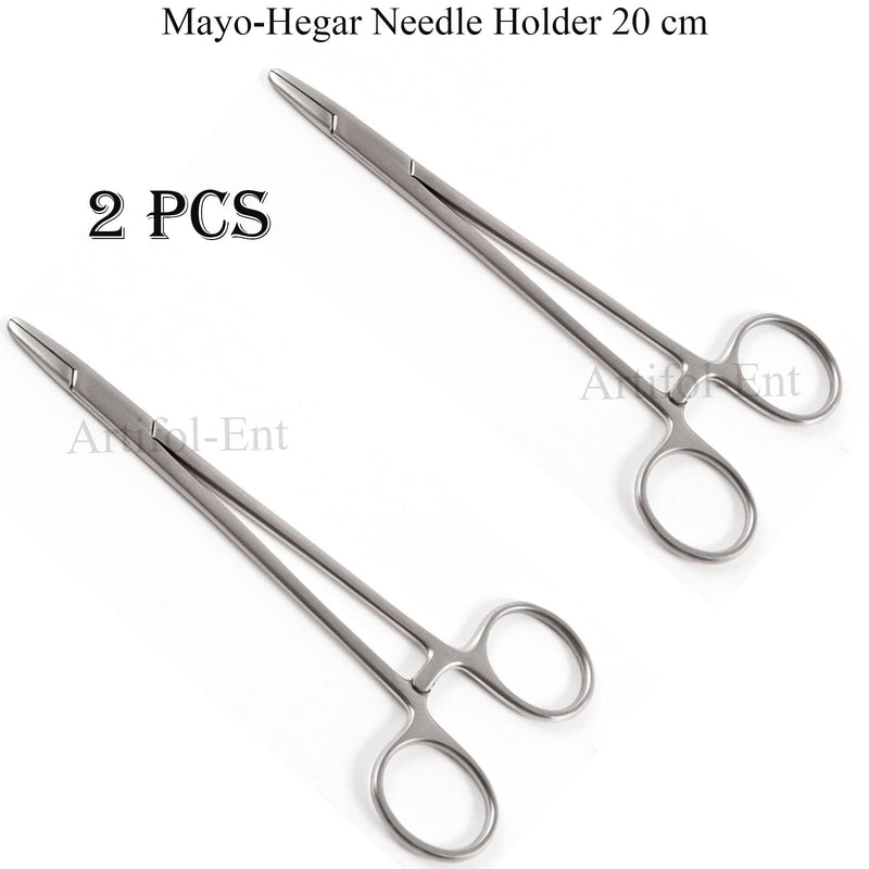 [Australia - AusPower] - Mayo Hegar Needle Holder 18 Cm 7" & 20 Cm 8" Surgical Dental Clamp 2 Pcs (20 Cm 8") 20 Cm 8" 