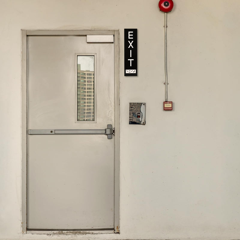 [Australia - AusPower] - 4pcs Vertical Exit Sign with Braille, 7x2 Inch Acrylic Exit Signs for Business Ada with Mounting Adhesive Strip Raised Letters ADA Exit Sign for Indoor Outdoor Use 