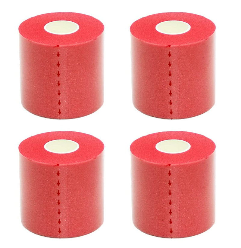 OBTANIM 4 Rolls Foam Underwrap Bandage Pre-Wrap Sports Tape for Athletic Elbow Knees Ankles, Latex Free (Rose Red) Rose Red
