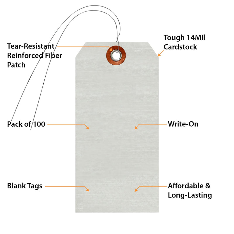SmartSign Debossable Dead-Soft Aluminum Indentable Blank Write-On Marking Tags | 2.375" x 4.875", Pack of 100 Pre-Wired Tags 2.375" x 4.875" Metal Wires - Pack of 100