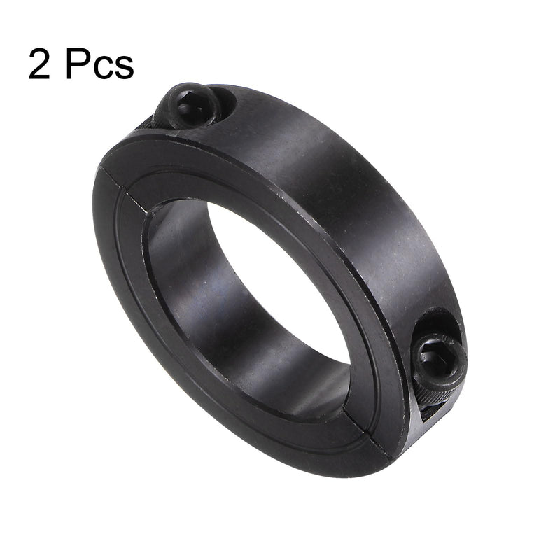 [Australia - AusPower] - 2pcs Shaft Collars for 1-1/2" ROD, 2-3/8" OD, 9/16" Width, Black Oxide Plating, Double Split Axle Clamp-On Collar Clamping Collar with Set Screw 1-1/2" Bore 