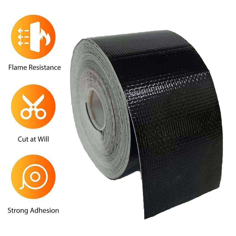 Xinhan (Gold,Silver,Black) Aluminum Foil Heat Shielding Tape High Temperature Heat Reflective Adhesive Backed Tape Compatible with Car Intake Pipe Engine Bay Hoses Wires Etc (Black, 2in x 50ft) Black