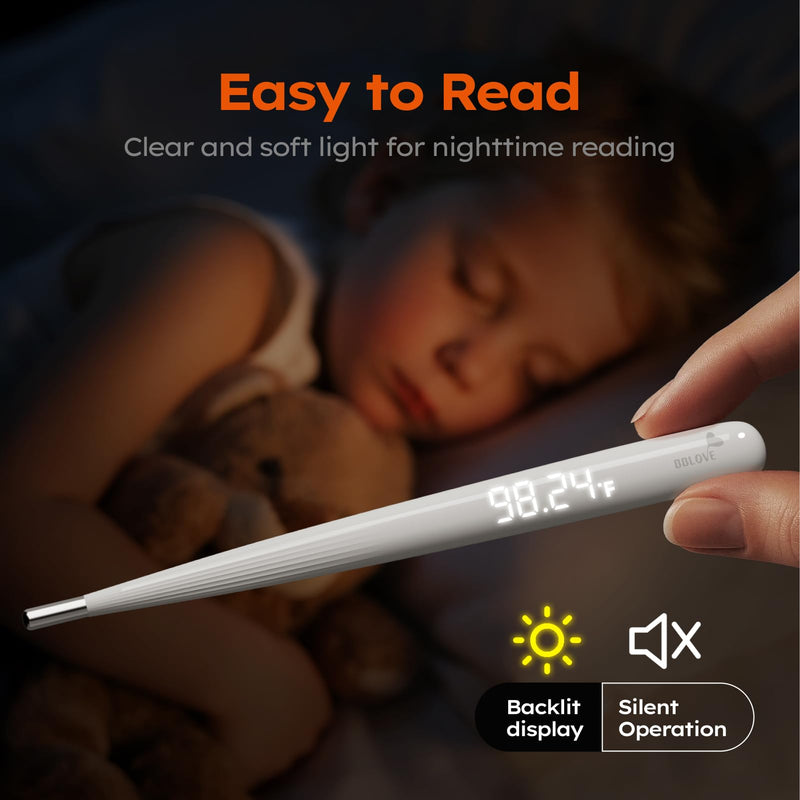 [Australia - AusPower] - Oral Thermometer for Adults and Kids，Rechargeable Fast Reading Digital Thermometer with LED Display，Medical-Grade Accurate Rectal Thermometer for Babies White 