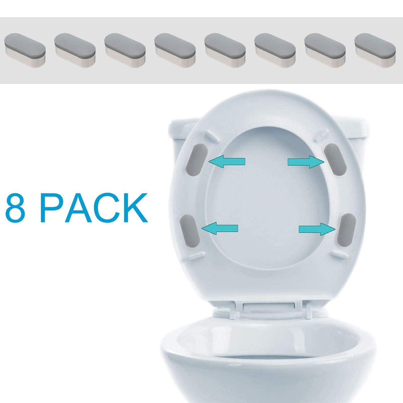 iFealClear 8 Pcs Universal Toilet Seat Bumpers for Bidet, Toilet Lid Rubber Bumpers for Changing Heights, Strong Adhesion Toilet Seat Bidet Buffer with 8 Extra Thickness Pads for Home, Hotel, Hospital Gray
