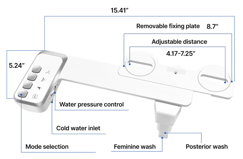 Bidet Attachment for Toilet,Independent Adjustable Water Pressure,Self Cleaning Non-Electric Dual Nozzle for Frontal & Rear Wash,Fresh Water Bidet Toilet Seat, White A1-Bidet Attachment