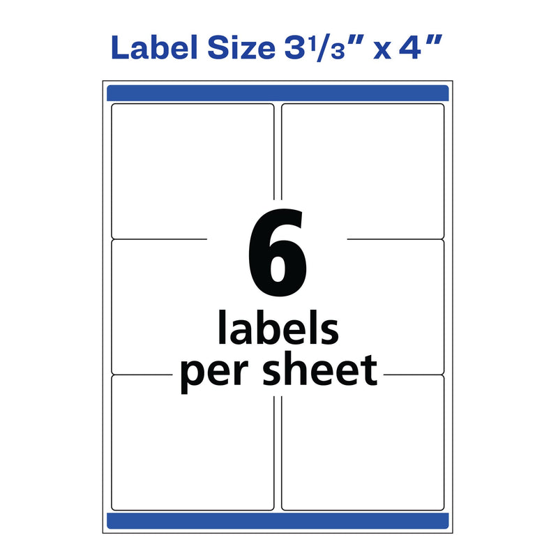 Avery Print-to-the-Edge Printable Shipping Labels, 3" x 3.75", Matte White, Sure Feed Technology, Laser & Inkjet Compatible, 150 Blank Labels, Great for Mailing, Branding, and More (6874) 1
