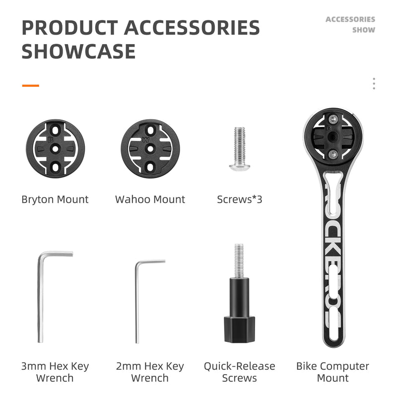 [Australia - AusPower] - ROCKBROS Bike Computer Mount, Out Front Aluminum Bicycle Computer Mount for Road Bikes Aero Integrated Handlebar Compatible with Garmin, Wahoo, Bryton and GoPro Big Logo 