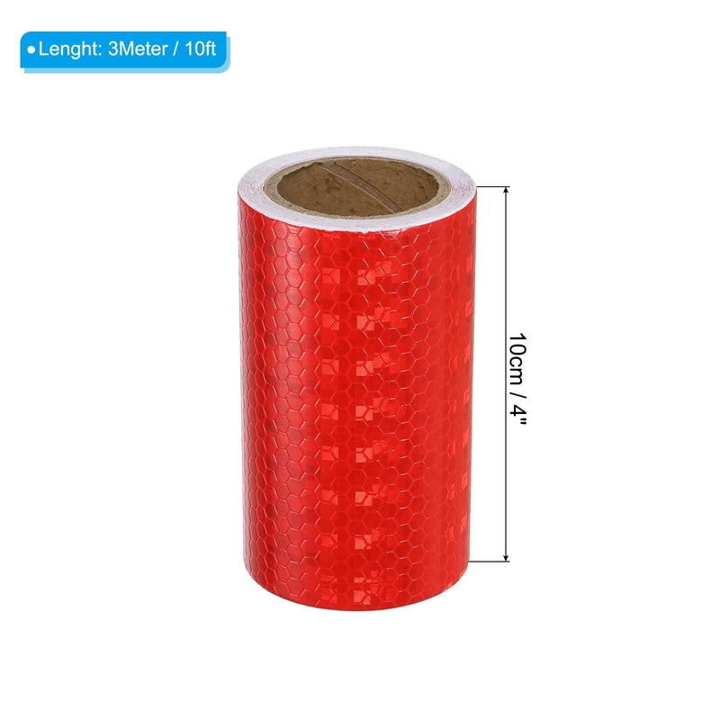 PATIKIL Reflective Tape, 4 Inch x 10 Ft Waterproof High Visibility Warning Safety Adhesive Tape Outdoor Reflector for Cars Trucks, Red 4IN x 10FT 1