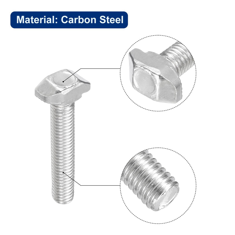 [Australia - AusPower] - uxcell 20Pcs T-Slot Bolts, M5 x 30mm Hammer Head Bolt T Screw Drop-in Stud for 2020 Series T-Slot Aluminum Extrusion Profile, Carbon Steel Nickel Plated, Silver 20 