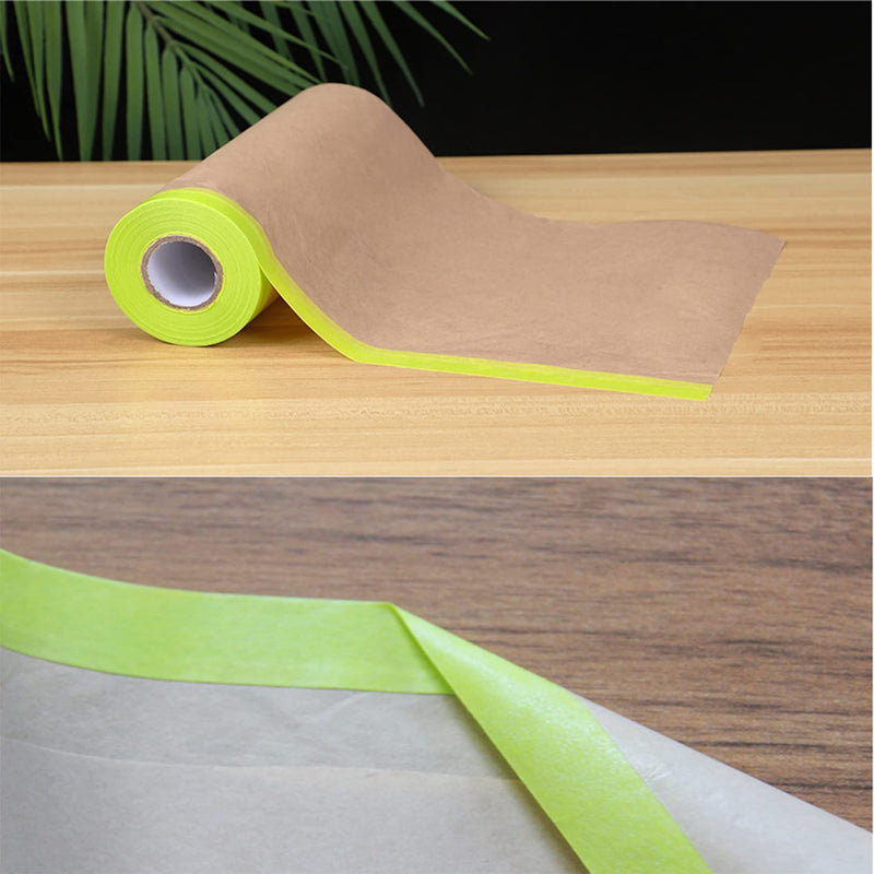 [Australia - AusPower] - Masking Paper, paint masking, 2 Pack Automotive Paint Paper Roll with Tape, Tape and Drape for Painting, Assorted Paint Masking Paper for Car and Furniture (Unfold 18 inch Width X 100 ft Long) 