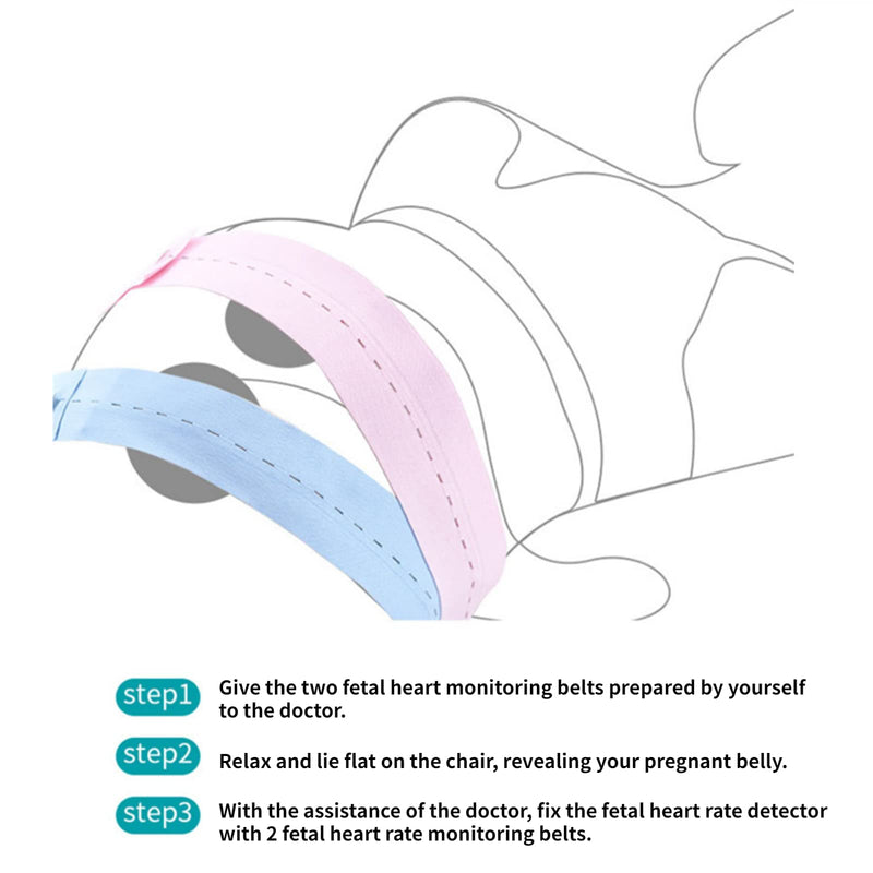 [Australia - AusPower] - Band for Pregnancy Support, 2Pcs Fetal Heart Monitoring Belt Fetal Tape Fetal Heart Monitoring Bandage Belt with Snaps Design for Pregnant Women Use 