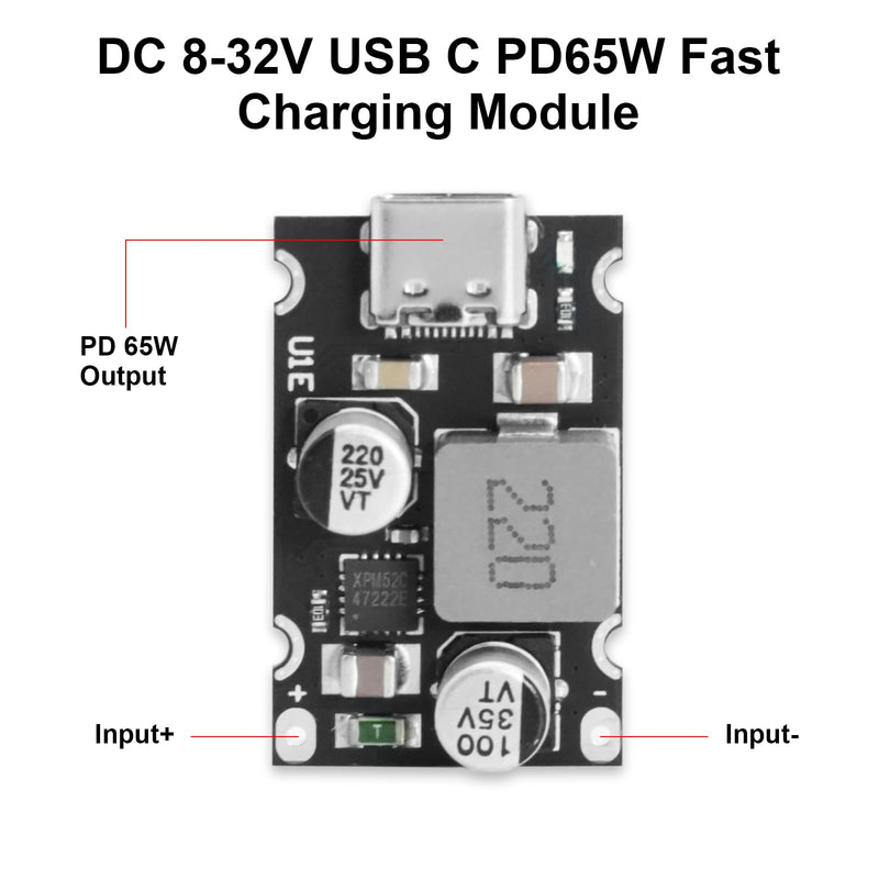 PD65W Fast Charging Module, QIQIAZI Fast Charging Module 12V-30V to USB-C PD3.1 QC3.0 with Type-C Port, USB Buck Converter DC-DC Step Down Module for Phone Quick Charging (Pack of 5)