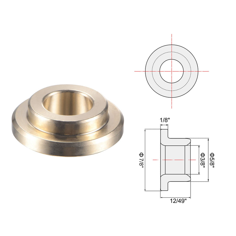 [Australia - AusPower] - uxcell Flanged Sleeve Bearings 3/8" Bore 5/8" OD 12/49" Length 7/8" Flange Dia 1/8" Flange Thickness Cast Brass Self-Lubricating Bushing 