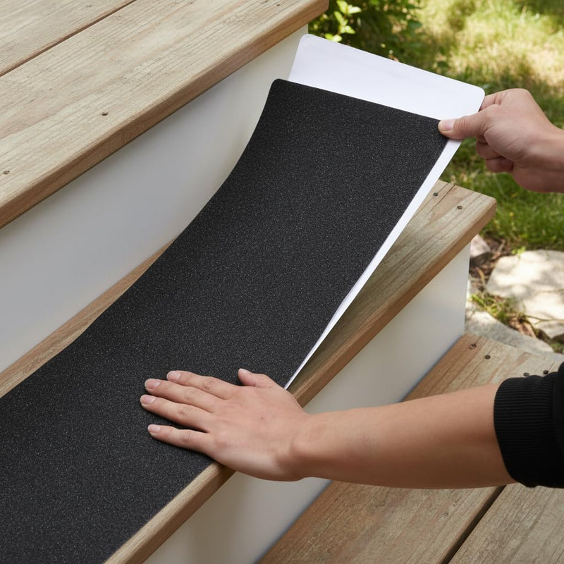 MBIGM 8-Pack Non-Slip Outdoor Stair Treads - Anti Slip 8" X 30" Grip Tape Adhesive Strips - Heavy Duty Traction for Steps, Staircase, Deck Black 8" x 30"
