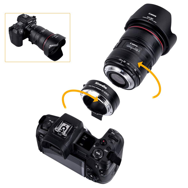 [Australia - AusPower] - Commlite CM-EF-EOS R Lens Adapter, Electronic Auto-Focus EF to R Mount Adapter for Canon EF/EF-S Lens to EOS R, EOS RP, EOS R6, EOS R5 Series Mirrorless Cameras EF-EOS R 