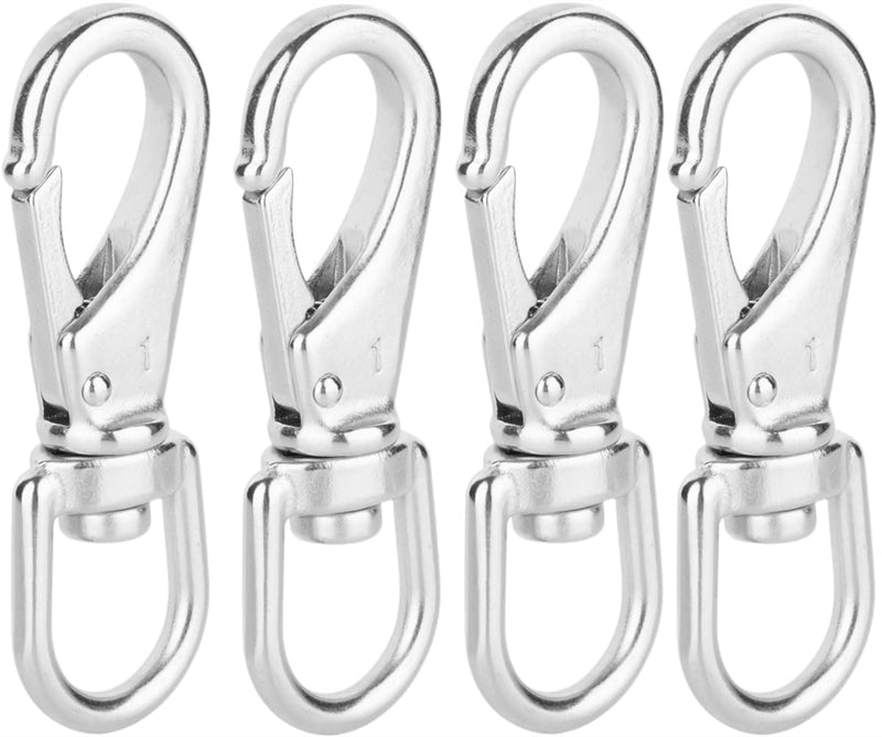 [Australia - AusPower] - 3-1/2'' Stainless Steel Swivel Snap Hooks #1 Heavy Duty 3/4'' Swivel Eye - for Scuba Diving, Flagpole Rope, Bird Feeders, Dog Leashes, Bags, Belting, Straps, Luggage, etc - Pack of 4 