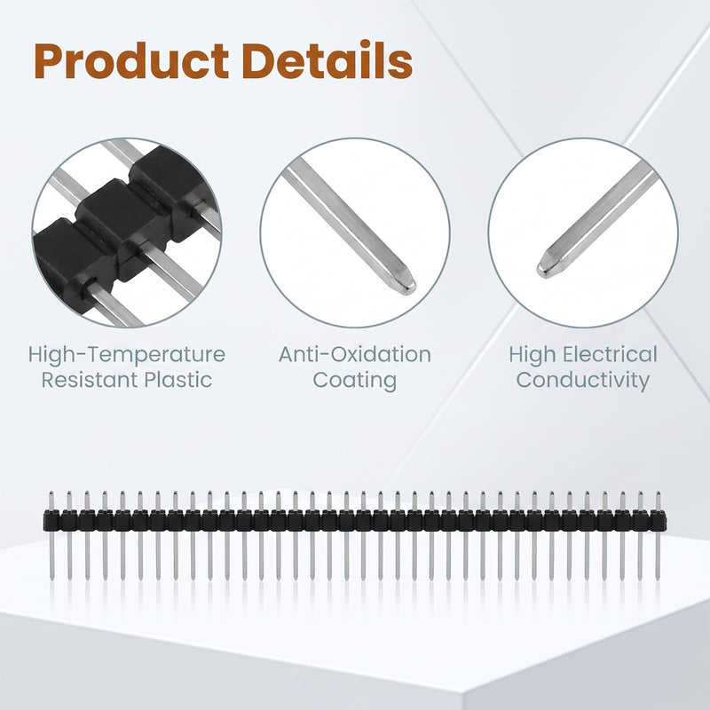 Amaxiu 20 pieces 2.54 mm breakaway board 40 pin header | Single Row Pin Header, Male and Female Pins Header, PCB Soldering Pin for Hole Grid Board Circuit Boards, Breadboards