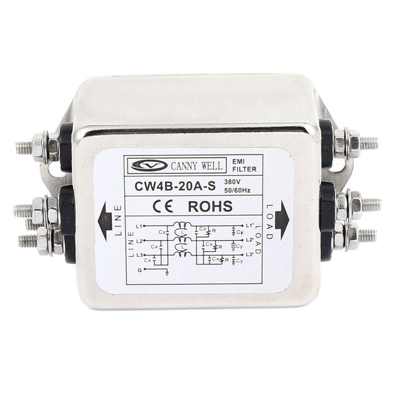 [Australia - AusPower] - uxcell CW4B-20A-S AC 380V 20A 6Pin Metal 3 Phase Suppressor Power EMI Filter 