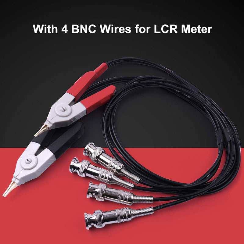 ATOPLEE 2pcs LCR Meter Test Leads Lead Clip Cable Terminal Probe Wires,with 4 BNC Electrician Test Leads Kit,Digital Electrical Test Probes Set for LCR Meter Multimeter (Pack of 2)