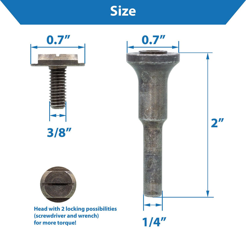 [Australia - AusPower] - TJR© Mounting Mandrel for Cut-Off Wheels - Versatile 3/8-inch Arbor Hole and ¼-inch Stem with Dual Locking Options with Screwdriver and Wrench - Die Grinder Arbor (3 pcs) 3 pcs 