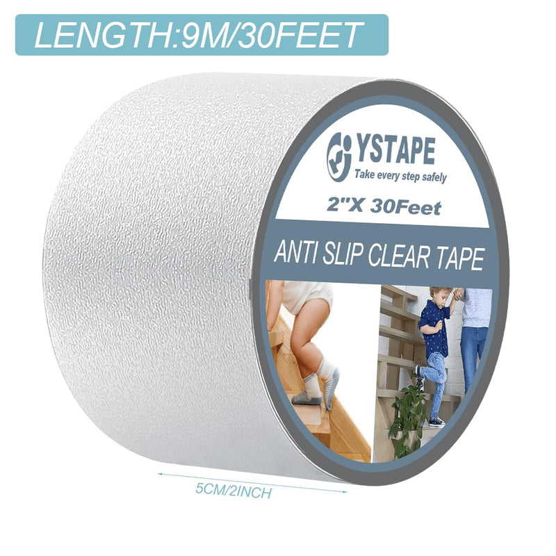 Anti-Slip Transparent Tape Anti Slip Stair Strips Waterproof Grip Tape for Stairs Non-Slip Traction Grip Tape for Wood Stairs, Bathtubs, Pool and Boats(2inch x30feet)