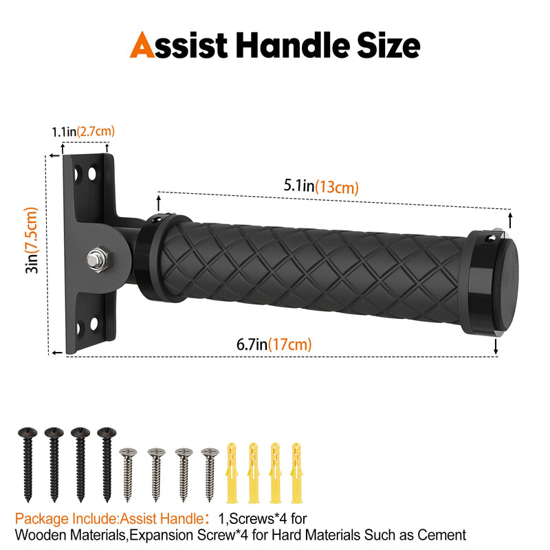 Flip Up Grab Bars for Wall, Home Safety Grab Bars for Seniors, Elderly, Disabled, Non-Slip Assist Hand Rails Grab Handles for Wall, Doorway, Stairs(1 Pack) Black-1 Pack