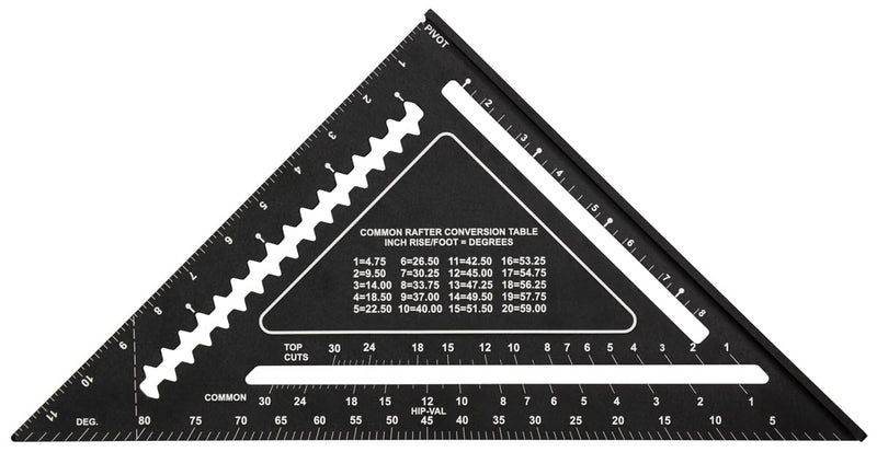 Johnson Level & Tool 1904-1200 Johnny Square Professional Easy-Read Aluminum Rafter Square, 12", Black, 1 Square 12" Johnny Square