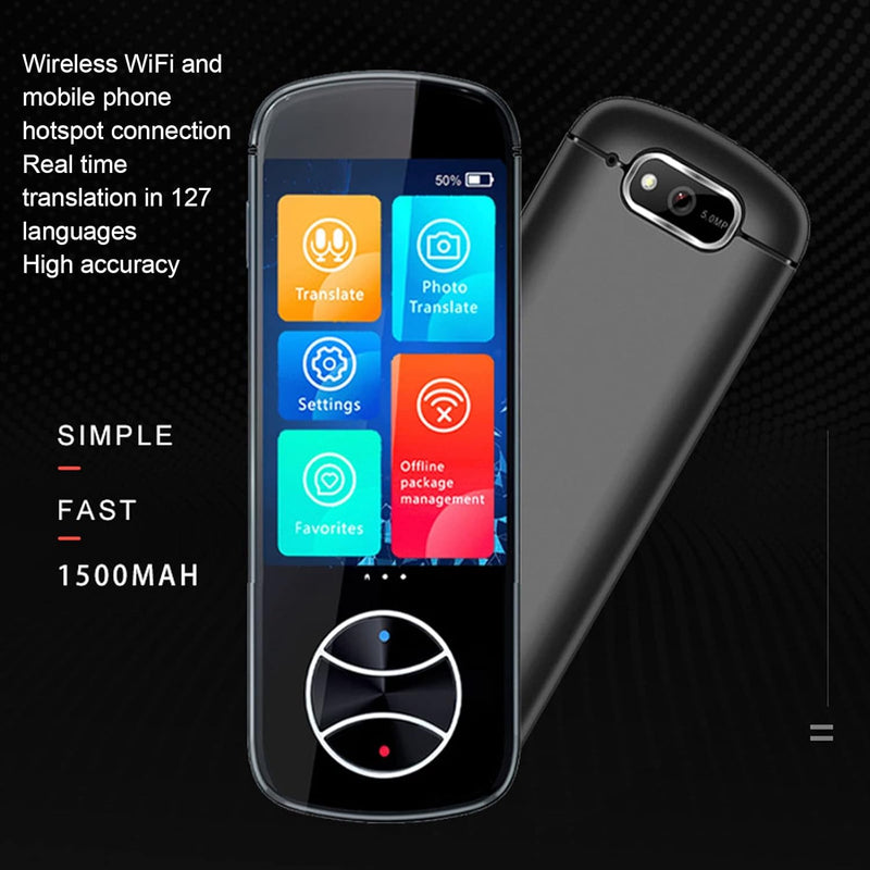 [Australia - AusPower] - SUNGLIFE Smart Language Translator Device – Two Way WiFi/Hotspot/Offline Instant 2.4 Inch Touch Screen Support 42 Languages Pocket Voice/Text/Recording/Photo Camera Translation Travel 