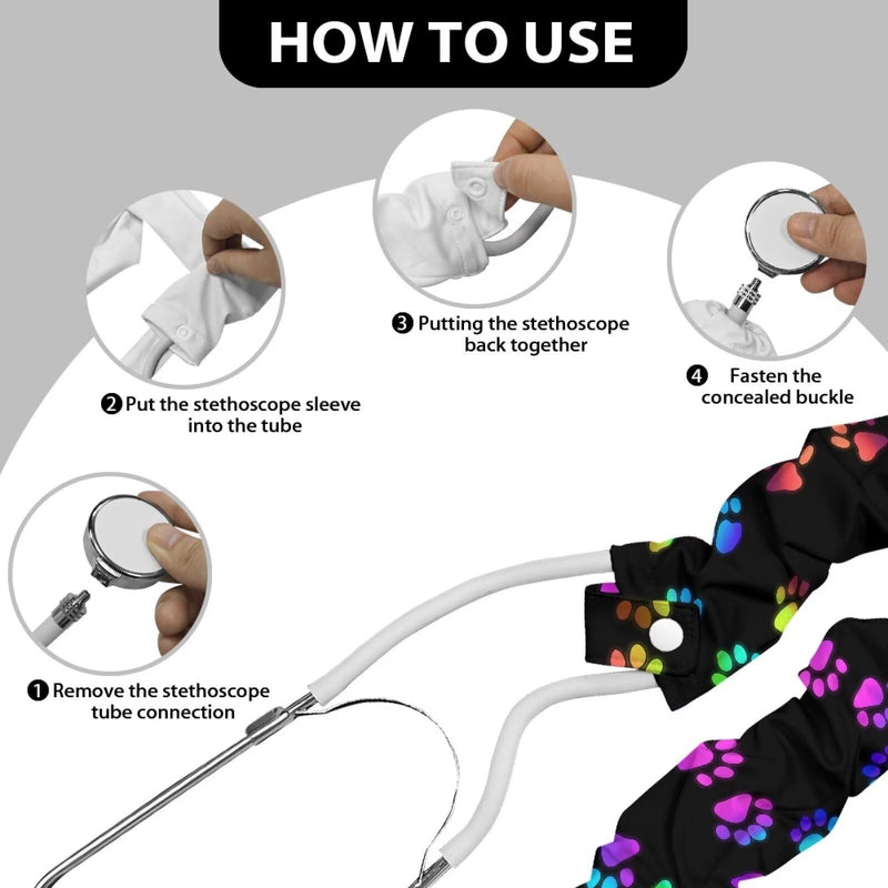 [Australia - AusPower] - Stethoscope Cover Dog Paw Stethoscope Accessories 2 Pack Stethoscope Cover Sleeve Cute Pattern Stretchy Stethoscope Protective and Decor Cover for Nurses Dog Paw Pattern 