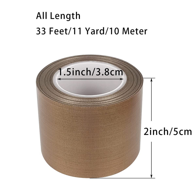 PTFE Telfon Tape high Temperature Tape Welding Sealing Tape for Vacuum Sealer Machine(Brown, 50mm x 11yards(33feet) x 0.18mm)