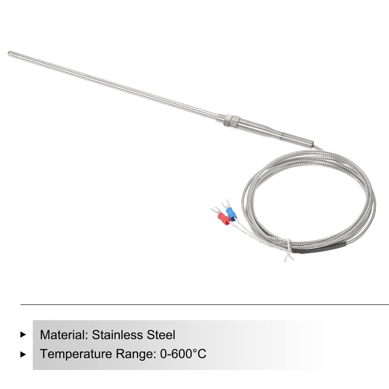 [Australia - AusPower] - MECCANIXITY K Type Thermocouple Probe Waterproof Temperature Controller Sensor Stainless Steel 32 to 1112°F (0 to 600°C) 5x200mm 6.6ft 
